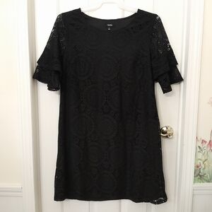 Womens Tacera Black Lace Dress Bell Sleeves Size Large